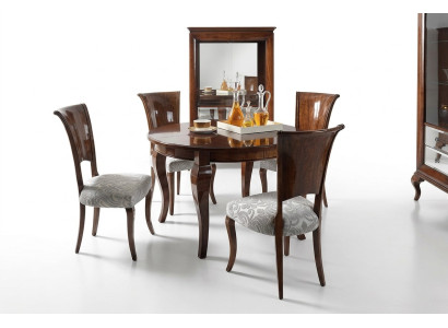 Runder Esstisch Hochglanz Brauner Tisch Essgruppe Esszimmer Set Stühle 5tlg.