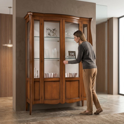 Vitrine Schränke Vitrinen Schrank Holz Glas Möbel Wohnzimmer Klassische Anrichte
