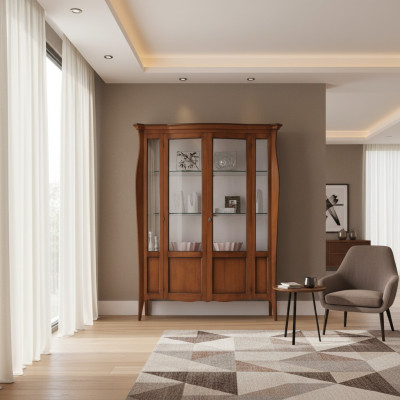 Vitrine Schränke Vitrinen Schrank Holz Glas Möbel Wohnzimmer Klassische Anrichte