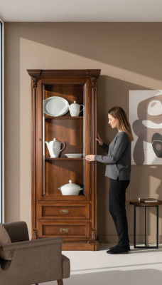 Vitrine Schränke Vitrinen Schrank Holz Möbel Wohnzimmer Klassische Barock Braun
