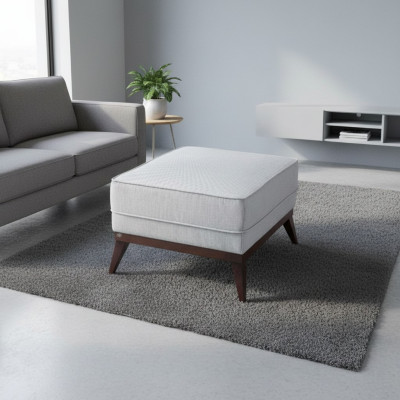Hocker Fußhocker Polyester Puff Wohnzimmer Sitz Stoff Grau Luxus Sitzer Möbel