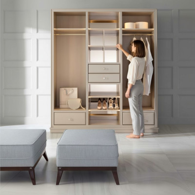 Offener Kleiderschrank Schlafzimmer Schrank Begehbare Möbel Schrank Holz Beige