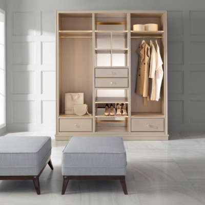 Offener Kleiderschrank Schlafzimmer Schrank Begehbare Möbel Schrank Holz Beige