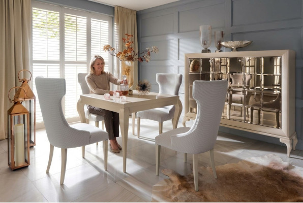 Esszimmer Esstisch Stuhl Essgruppe Essecke Stühle Luxus Weiß Kommode Set 6tlg