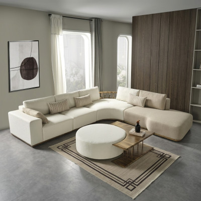 Weißes Ecksofa L-Form Couch Couchtisch Luxus Stoffmöbel Weiß Design Neu