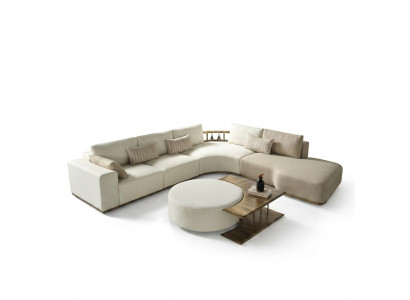Weißes Ecksofa L-Form Couch Couchtisch Luxus Stoffmöbel Weiß Design Neu
