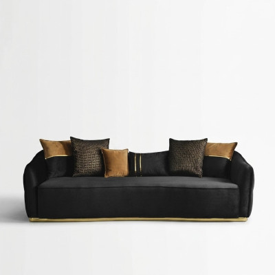 Moderner Design Chesterfield Viersitzer Sofa 4 Sitzer Sofas Stoff Polyester Blau Neu