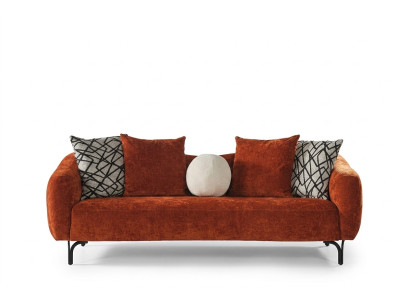 Dreisitzer Sofa 3 Sitzer Sofas Design Modern Stoff Orange Wohnzimmer