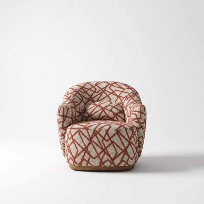 Sessel Ohrensessel Modern Stoff Wohnzimmer Polyester Orange Design