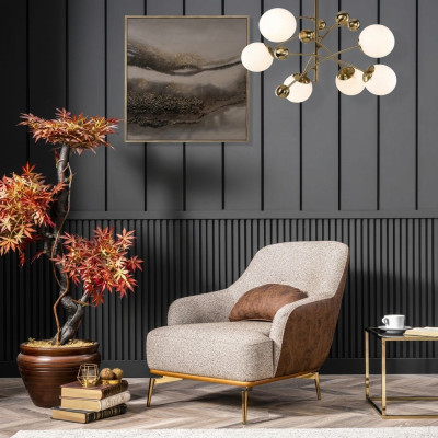 Sessel Ohrensessel Modern Stoff Wohnzimmer Polyester Grau Design Sitz