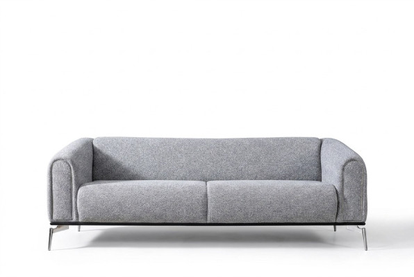 Dreisitzer Sofa 3 Sitzer Sofas Sitz Stoff Grau Wohnzimmer Modern Luxus
