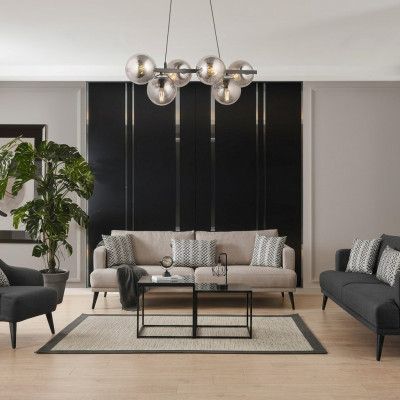 Komplette Couchgarnitur Sofagarnitur 431 Sitzer Grau Stoff Modern Set