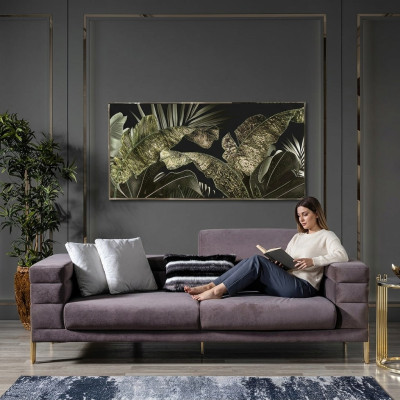 Dreisitzer Sofa 3 Sitzer Sofas Stoff Grau Wohnzimmer Luxus Modern Sitz