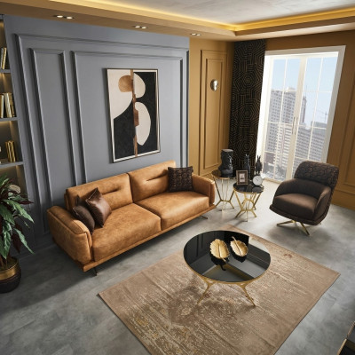 Sofagarnitur Komplette Sofa 31 Sitz Sessel Kunstleder Braun Set 2tlg
