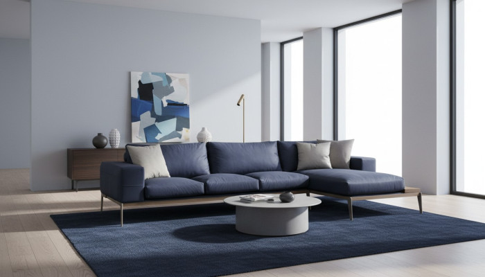 Ecksofa L-Form Sofa Wohnzimmer Grau Modern Stoff Sofas Sitzer Design