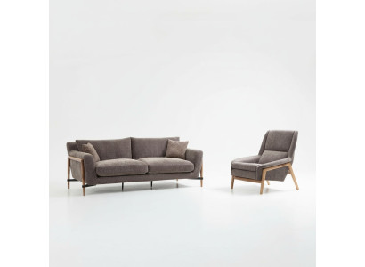 Sofas Sofagarnitur 4 Sitzer Sessel Viersitzer Stoff Wohnzimmer Grau 