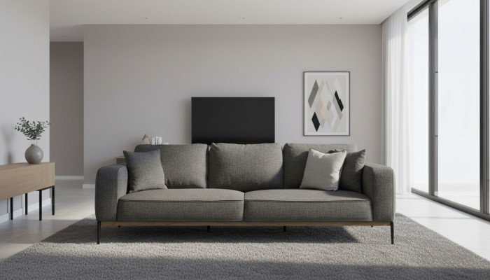Zweisitzer Sofa 2 Sitzer Stoff Sofas Modern Design Wohnzimmer Grau
