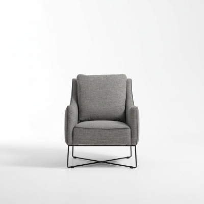 Sessel Ohrensessel Sitzer Cocktailsessel Stoff Wohnzimmer Modern Grau