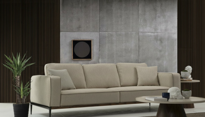Sofa Viersitzer 4 Sitzer Stoff Sofas Modern Design Wohnzimmer Beige