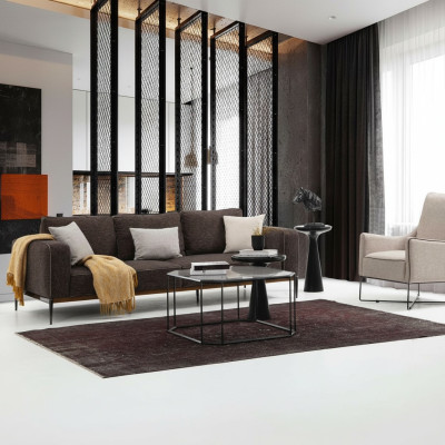 Sofagarnitur 4 Sitzer Sessel Viersitzer Grau Stoff Sofas Modern Design