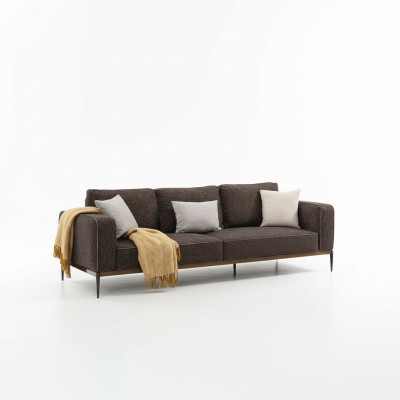 Sofagarnitur 4 Sitzer Sessel Viersitzer Grau Stoff Sofas Modern Design
