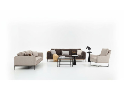 Sofagarnitur 431 Sitzer Sofa Garnitur Beige Sofas Sessel Modern Set