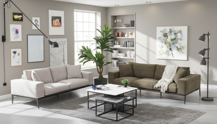 Sofagarnitur 32 Sitzer Sofa Garnitur Grau Sofas Modern Gruppe Set Neu