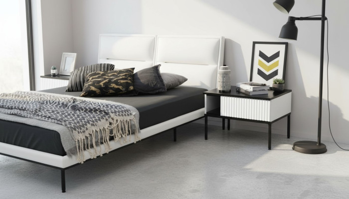 Nachttisch Nachtschränkchen Holz Modern Tisch Weiß Schlafzimmer Design