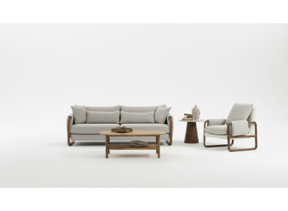 Sofagarnitur 21 Sitzer Sessel Zweisitzer Modern Stoff Grau Set Design