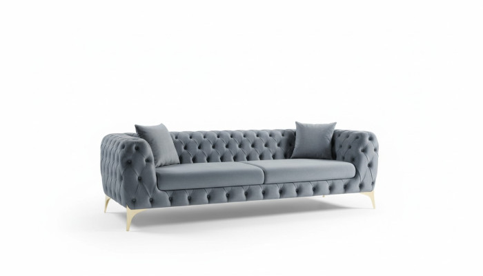 Moderner Dreisitzer Chesterfield Möbel Edelstahl Polyester Wohnzimmermöbel