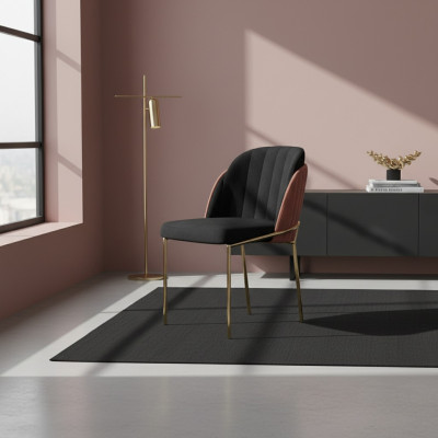 Esszimmerstuhl Stuhl Küchenstuhl Lehnstuhl Luxus Rosa Schwarz Modern
