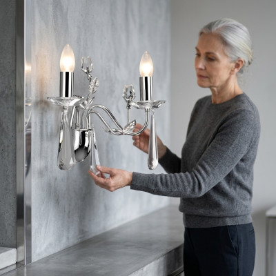 Wandlampe Lichtkronenluster Wandleuchte Lüster Wand Kristalllampen Silber