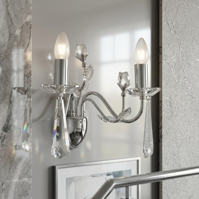 Wandlampe Lichtkronenluster Wandleuchte Lüster Wand Kristalllampen Silber