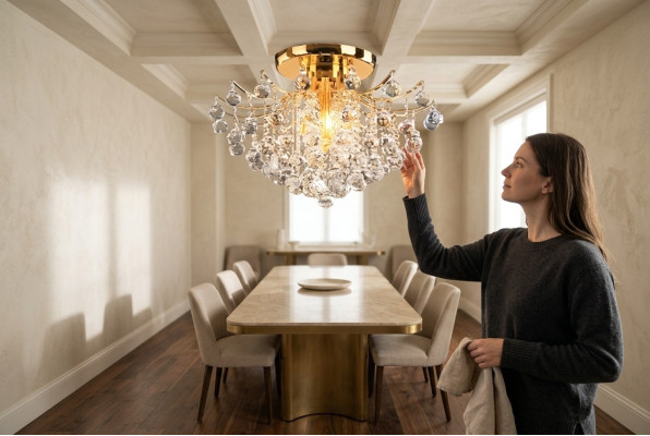 Goldener Zierkronleuchter Deckenleuchter Lichtkristallleuchte Luxus Lampe