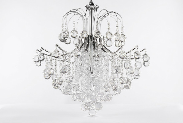 Deckenlampe Kronleuchter Deckenkristalllampe Lampen Luxus Lüster Silber