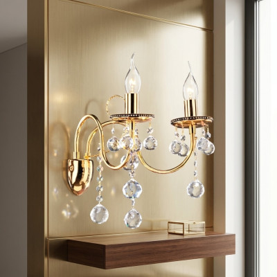 Kandelaber Hängelampe Wandleuchte Lüster Wand Lampen Kristall Gold