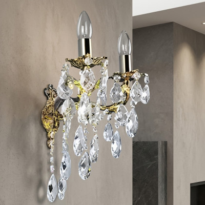 Wandlampe Wandleuchten Wandleuchte Lüster Wand Lampen Silber Kristall