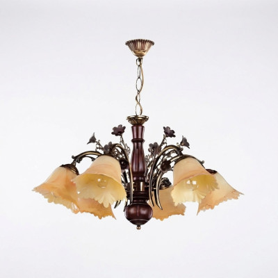Deckenlampe Blumen Deckenleuchter Lüster Kronleuchter Lampe Glas Beige