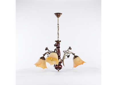 Lüster Deckenlampe Blumen Deckenleuchter Kronleuchter Lampe Glas Beige