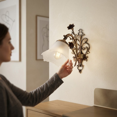 Wandlampe Wandleuchten Wandleuchte Lüster Wand Lampe Glas Braun Blumen