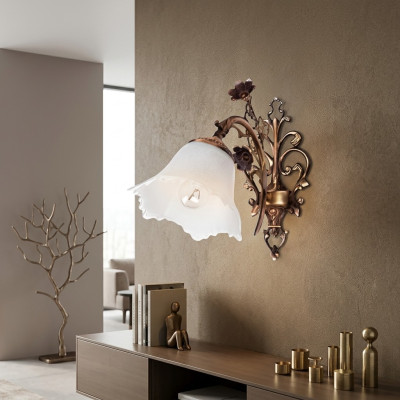 Wandlampe Wandleuchten Wandleuchte Lüster Wand Lampe Glas Braun Blumen