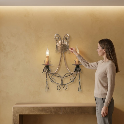 Wandleuchte Lüster Wandlampe Wandleuchten Wand Lampen Beige Luxus Neu