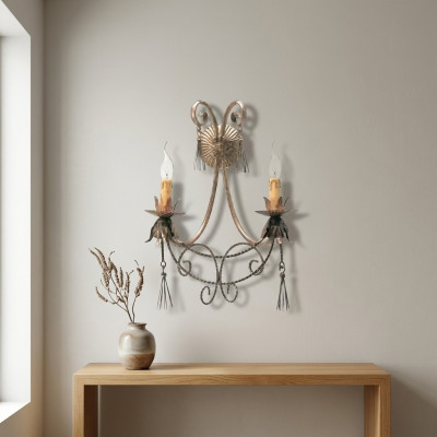 Wandleuchte Lüster Wandlampe Wandleuchten Wand Lampen Beige Luxus Neu