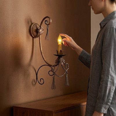Wandleuchte Lüster Wandlampe Wandleuchten Wand Lampen Beige Luxus Neu