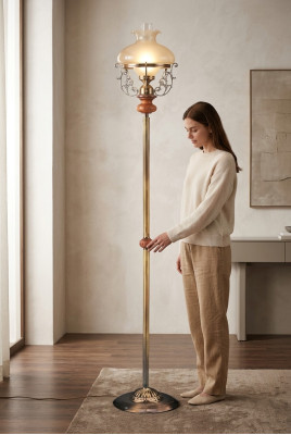 Stehlampe Standlampe Stand Luxus Leuchten Lampe Lampe Gold Glas 185 cm