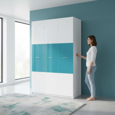Kleiderschrank Schlafzimmer Mehrzweck Schränke Holz 3 türiger Blau Neu