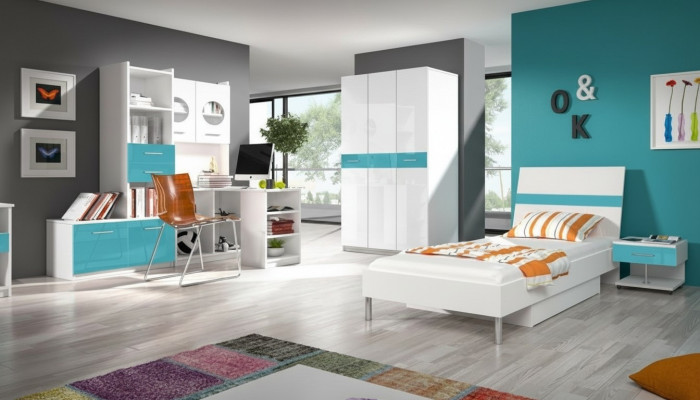 Schrank für Jugendzimmer Regal Bücherschrank Möbel Turkis Regal Bücherregal 1tlg