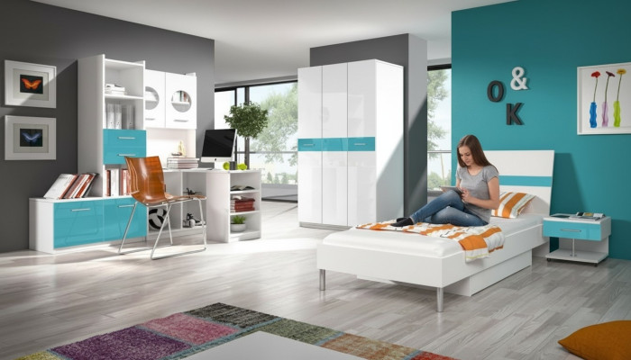 Schreibtisch Hochglanz Weiß Tisch  Kinderzimmer Jugendzimmer Möbel Tische