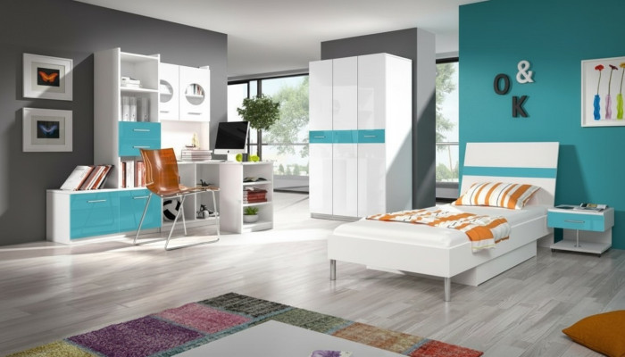 Schreibtisch Hochglanz Weiß Tisch  Kinderzimmer Jugendzimmer Möbel Tische