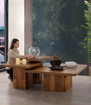 Holztisch Couchtisch Set 3tlg. Tisch Sets Wohnzimmer Sofa Holz Tische Möbel 